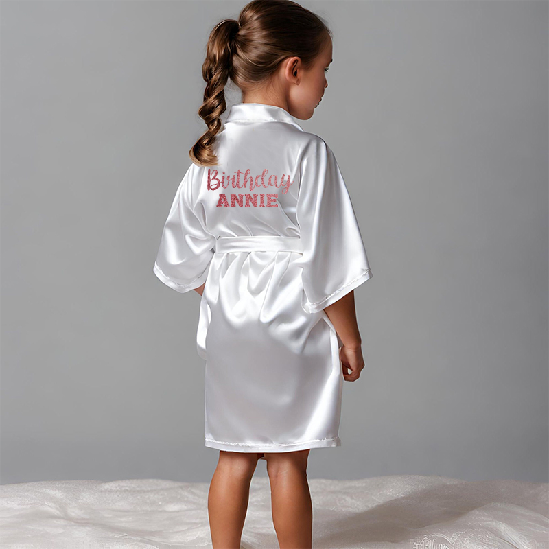 Personalized Girls Birthday Party Silk Robe| Cloth163