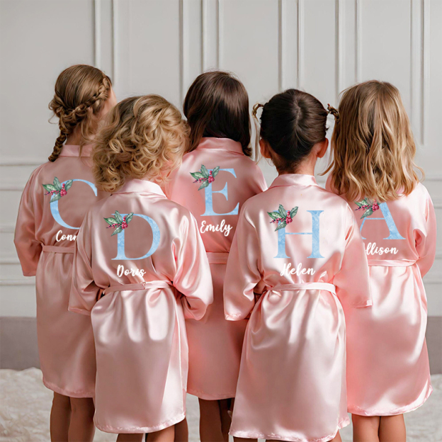 Personalized Girls Xmas Party Silk Robe| Cloth209
