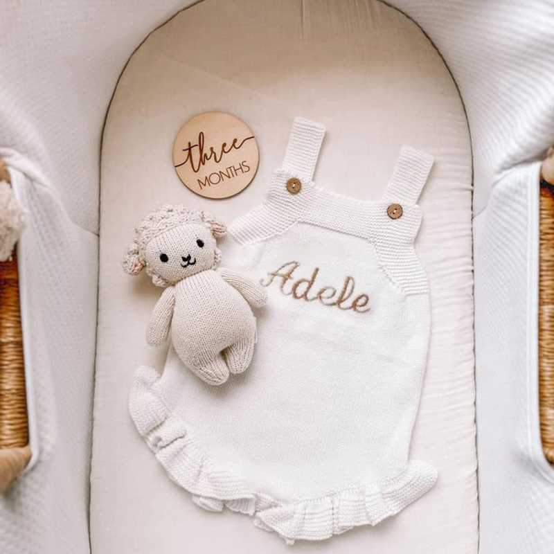 Personalized Baby Hand Embroidered Knit Romper| BBCloth64