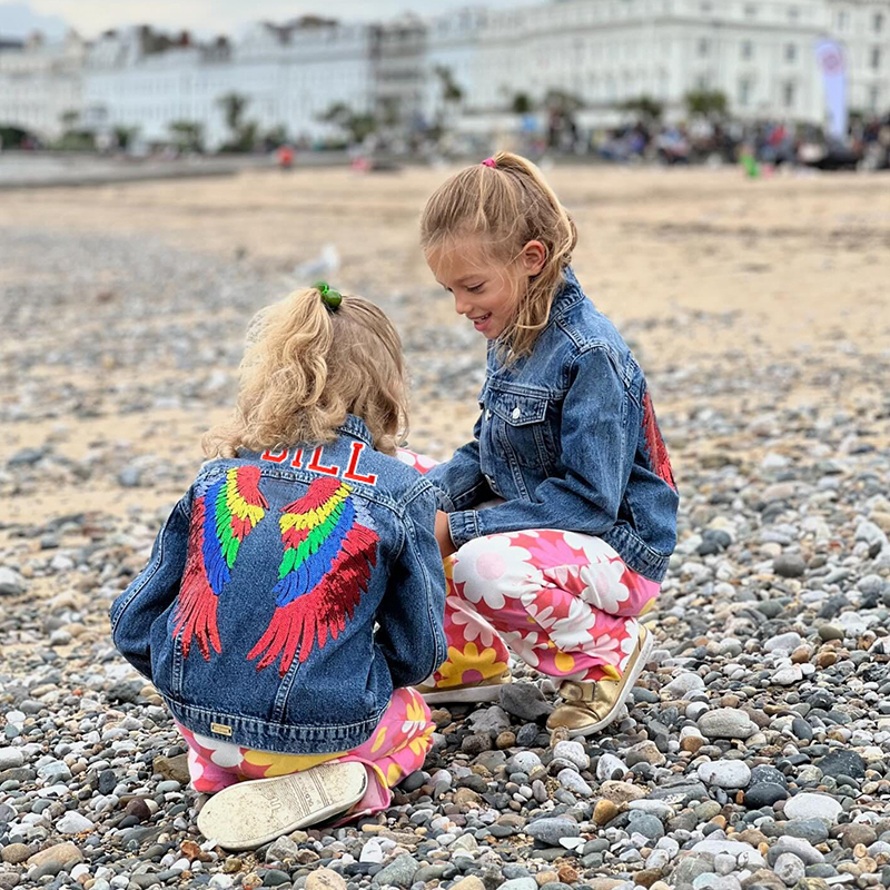 Personalized Kids Angel Wing Patch Denim Jacket| Cloth208