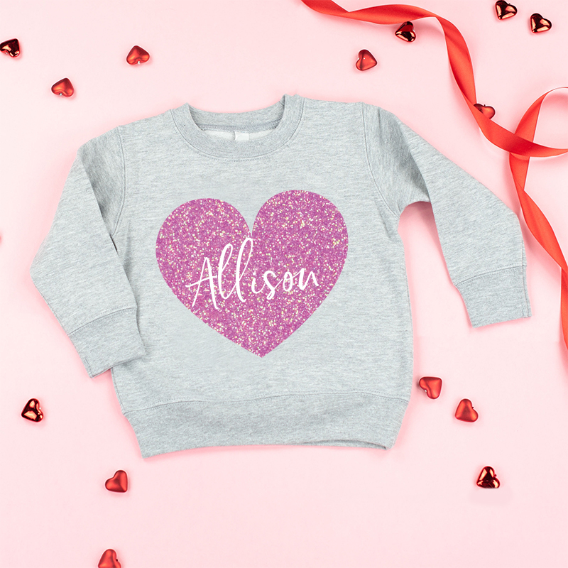 Personalized Girl Valentine's Day Glitter Sweatshirt| Cloth21302