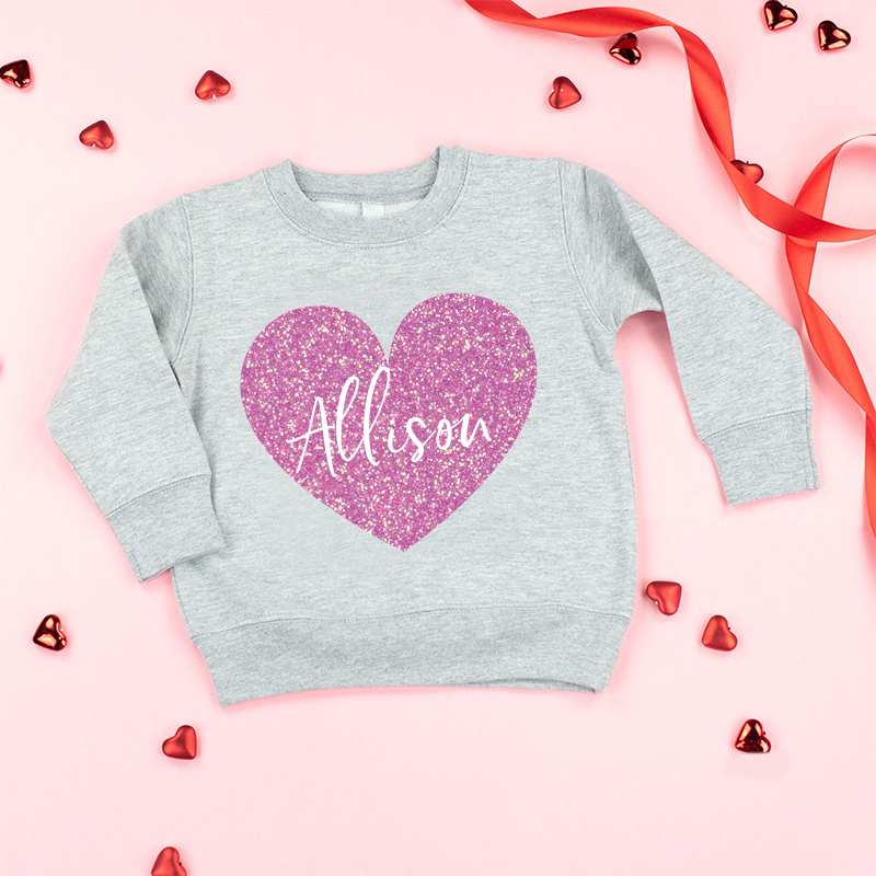 Personalized Girl Valentine's Day Glitter Sweatshirt| Cloth21302