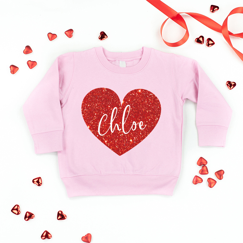 Personalized Girl Valentine's Day Glitter Sweatshirt| Cloth21302