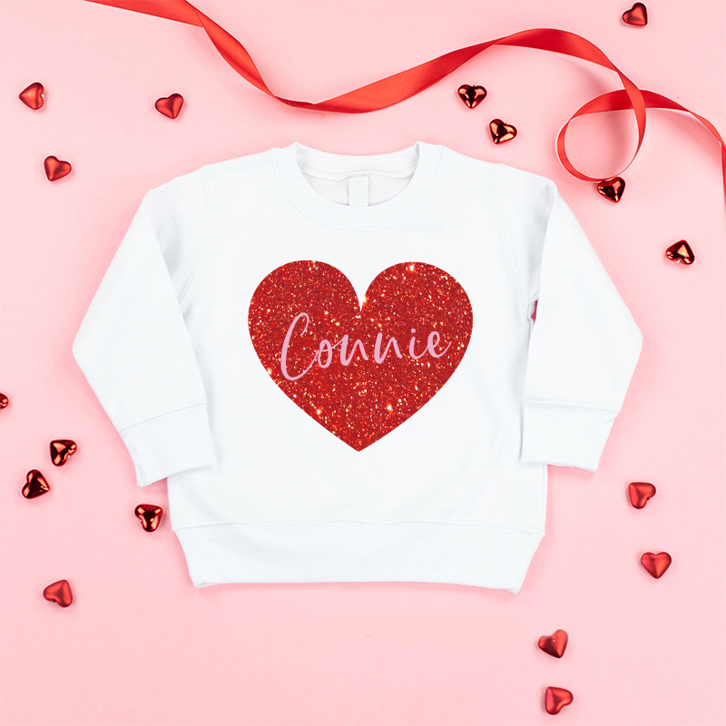 Personalized Girl Valentine's Day Glitter Sweatshirt| Cloth21302