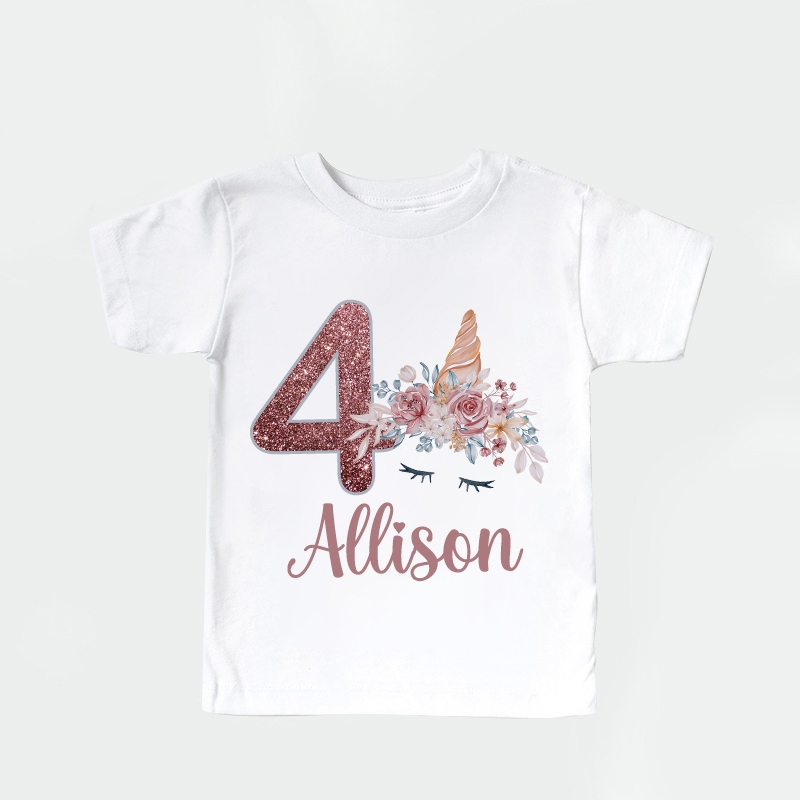 Personalized Girl Unicorn Birthday Party T-Shirt| Cloth1448