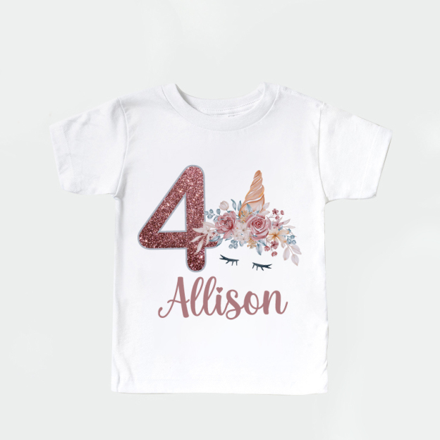 Personalized Girl Unicorn Birthday Party T-Shirt| Cloth1448