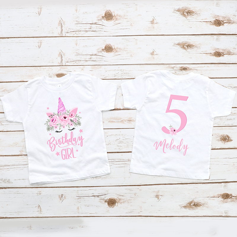 Personalized Girl Unicorn Birthday Party T-Shirt| Cloth1447
