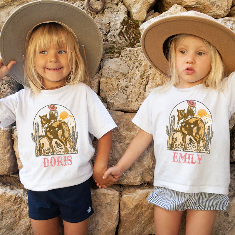 Personalized Retro Pink Cowgirl Cozy T-Shirt| Cloth1443