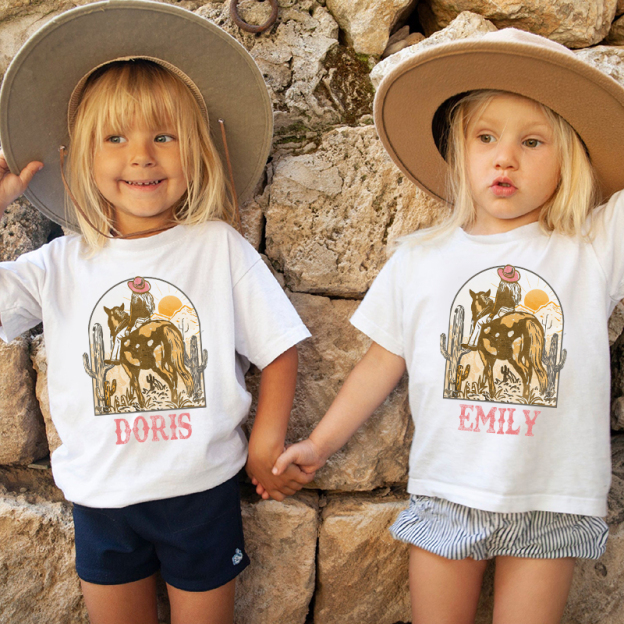 Personalized Retro Pink Cowgirl Cozy T-Shirt| Cloth1443