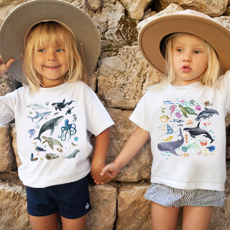 Personalized Kid Cute Sea Life Watercolor T-Shirt| Cloth1444