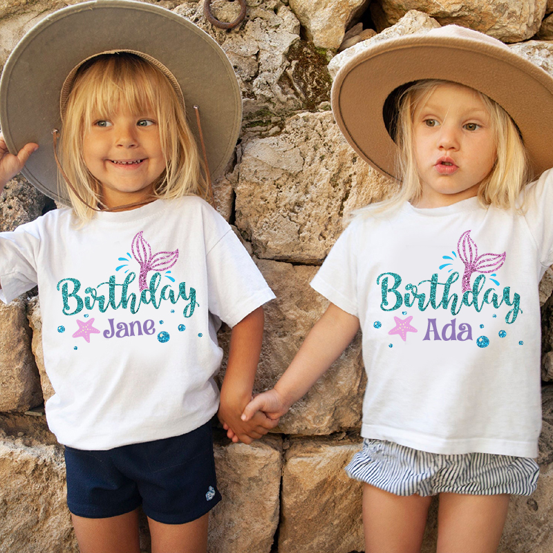 Personalized Girl Mermaid Birthday T-Shirt| Cloth1470