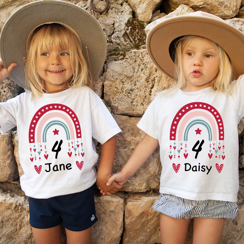 Personalized Girl Rainbow Birthday T-Shirt| Cloth1471