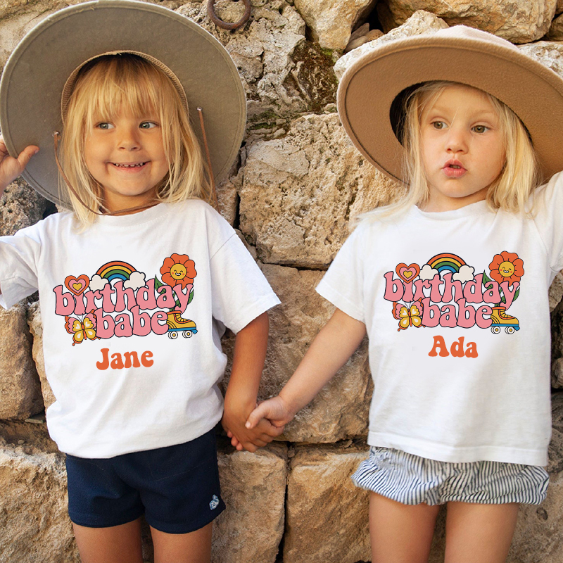 Personalized Girls Pink Retro Birthday T-Shirt| Cloth1422