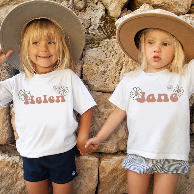 Personalized Girls Retro Cute Daisy T-Shirt| Cloth1425