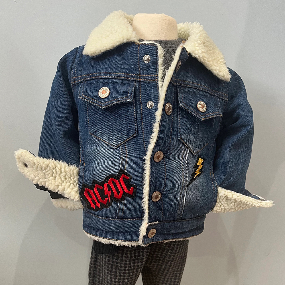Personalized Hand Patch Kids Sherpa Lined Denim Jacket | inJacket39