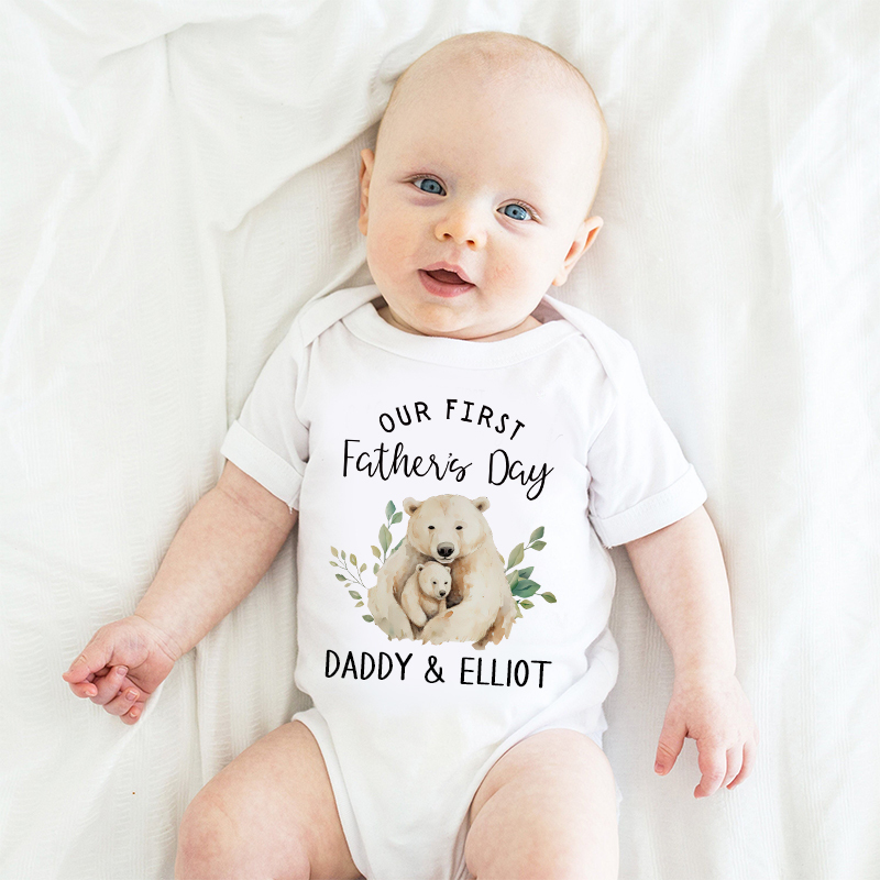 Personalized Happy First Father's Day Baby Cozy Onesie| BBcloth2228
