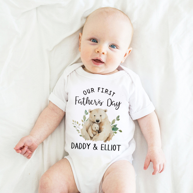 Personalized Happy First Father's Day Baby Cozy Onesie| BBcloth2228