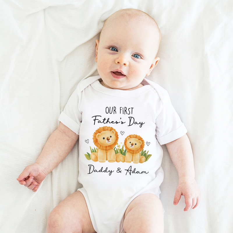Personalized Our First Father's Day Baby Cozy Onesie| BBcloth2230
