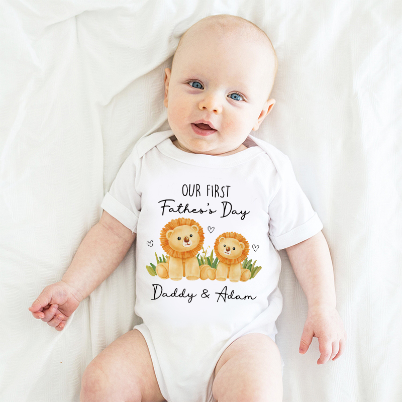 Personalized Our First Father's Day Baby Cozy Onesie| BBcloth2230