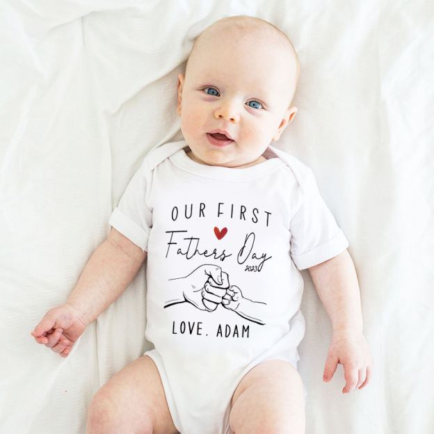 Personalized Our First Father's Day Baby Cozy Onesie| BBcloth2232