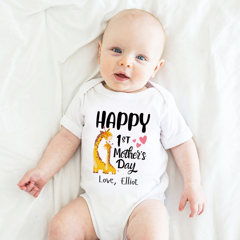 Personalized Happy 1st Mother’s Day Baby Cozy Onesie| BBcloth2214