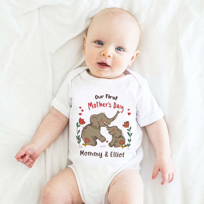 Personalized Our First Mother's Day Baby Cozy Onesie| BBcloth2215