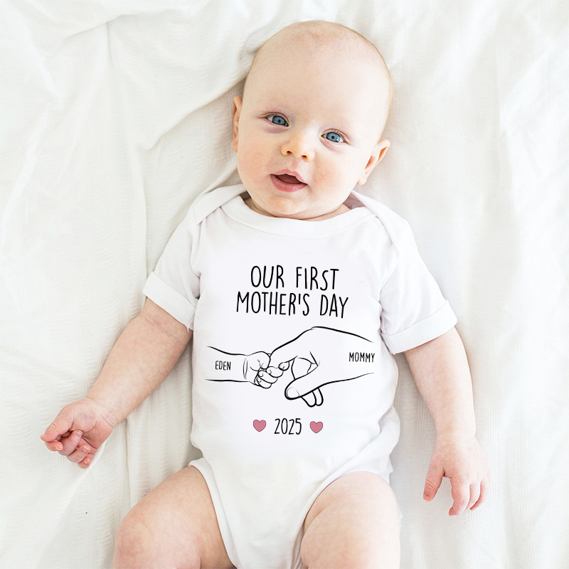 Personalized Our First Mother's Day Baby Cozy Onesie| BBcloth2216