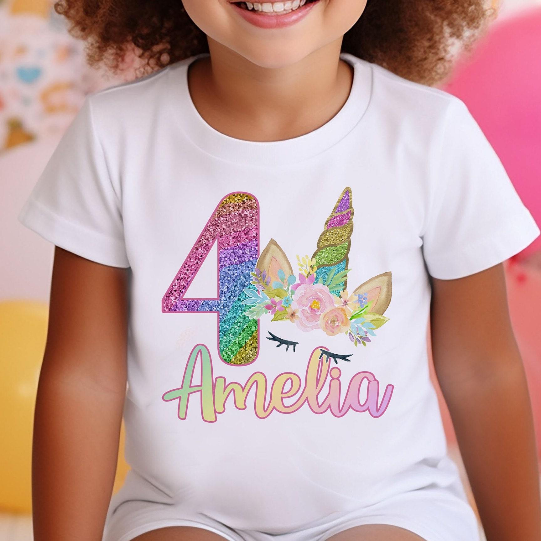 Personalized Girl Unicorn Birthday Party T-Shirt| Cloth1450