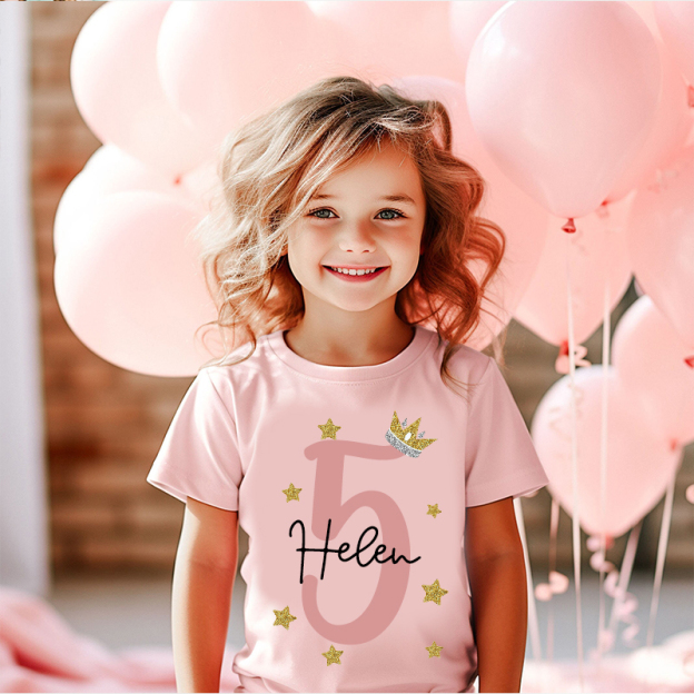 Personalized Girl Birthday Princess Theme T-Shirt| Cloth1449