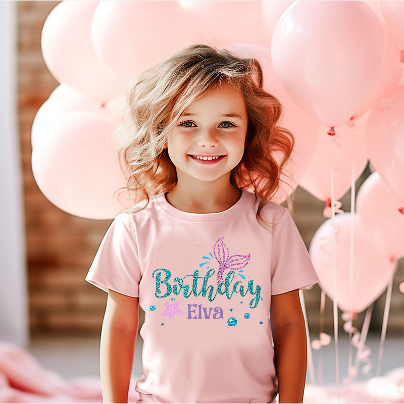 Personalized Girl Mermaid Birthday T-Shirt| Cloth1470