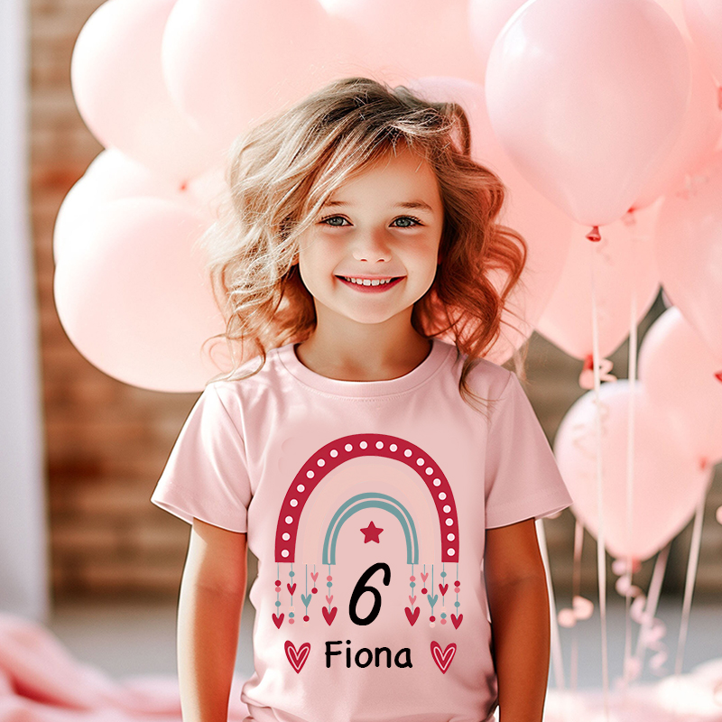 Personalized Girl Rainbow Birthday T-Shirt| Cloth1471