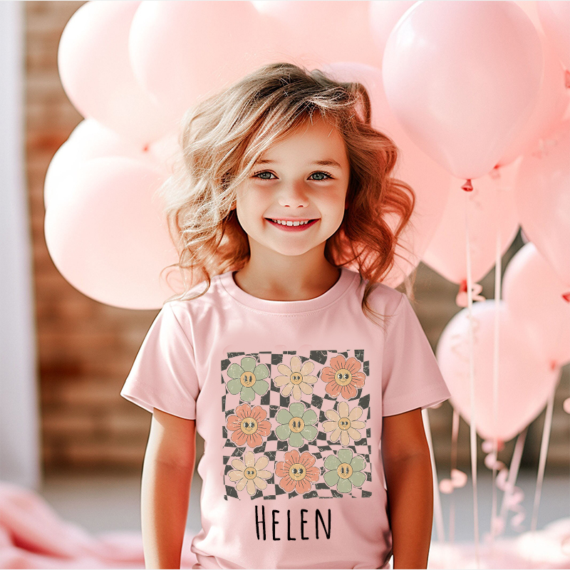 Personalized Girls Retro Flower T-Shirt| Cloth1422