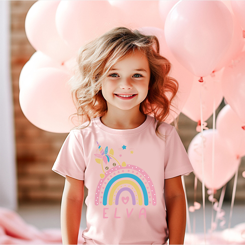 Personalized Girl Unicorn Birthday Party T-Shirt| Cloth1434