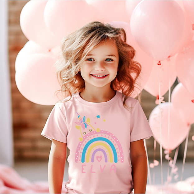 Personalized Girl Unicorn Birthday Party T-Shirt| Cloth1434