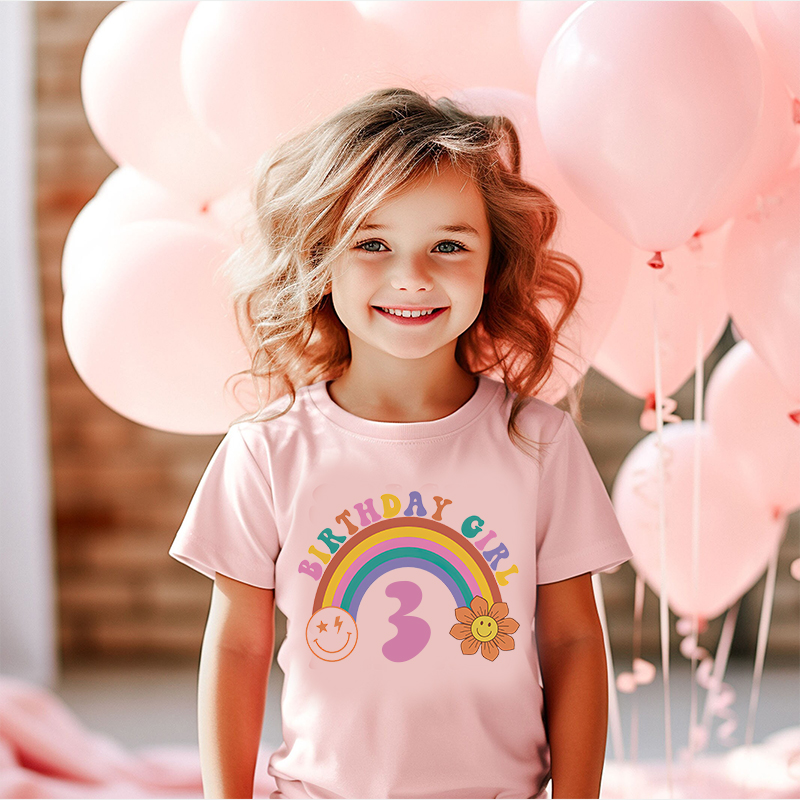 Personalized Girl Retro Rainbow Cozy T-Shirt| Cloth1436
