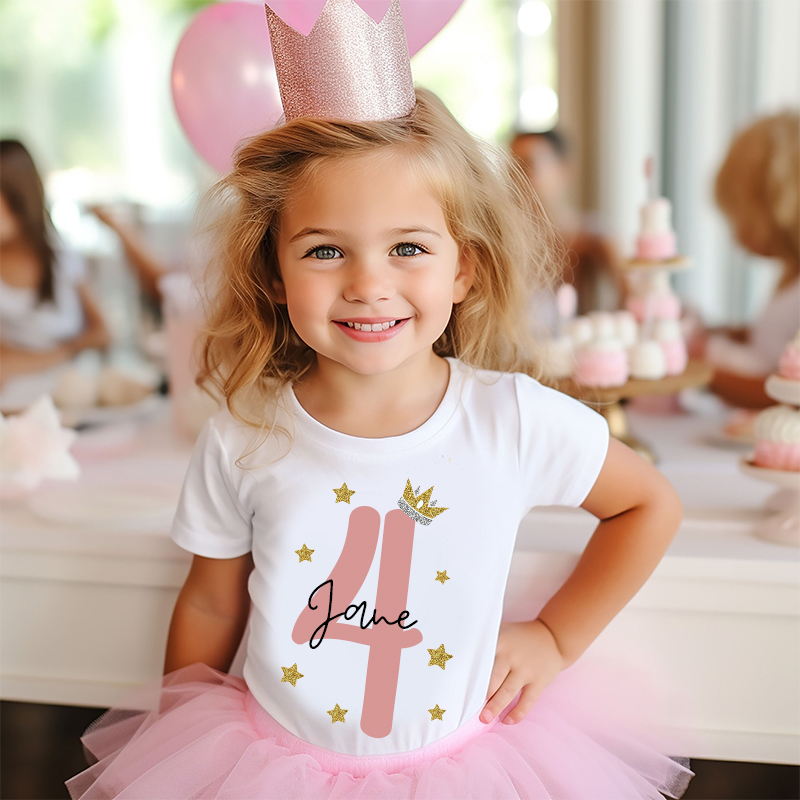 Personalized Girl Birthday Princess Theme T-Shirt| Cloth1449