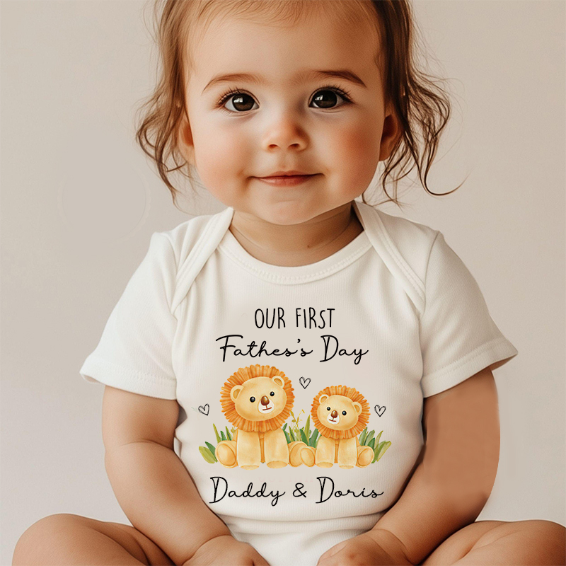 Personalized Our First Father's Day Baby Cozy Onesie| BBcloth2230