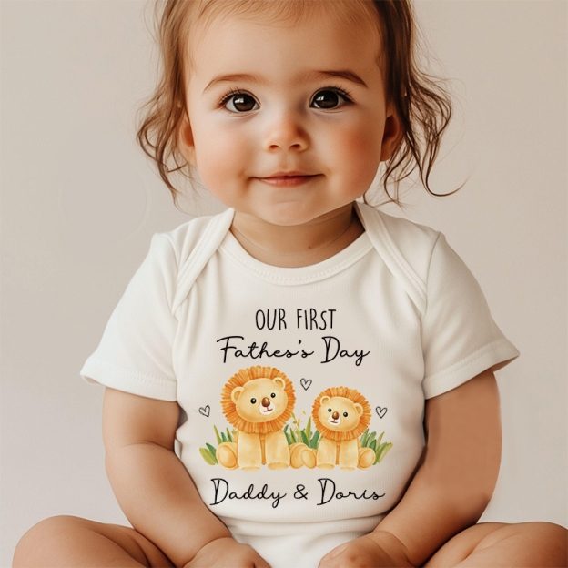 Personalized Our First Father's Day Baby Cozy Onesie| BBcloth2230
