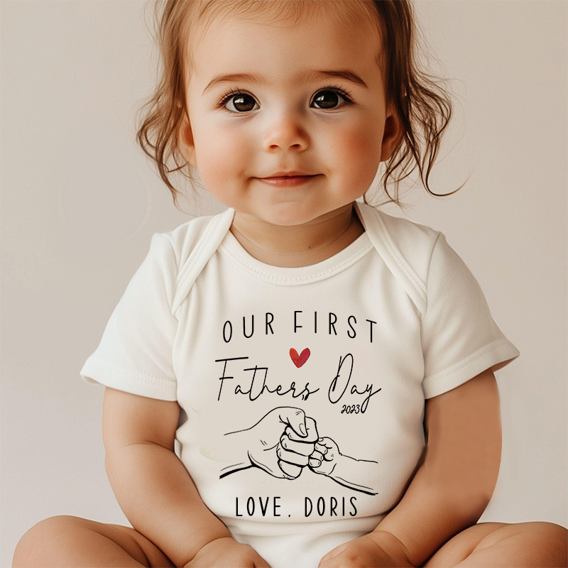 Personalized Our First Father's Day Baby Cozy Onesie| BBcloth2232