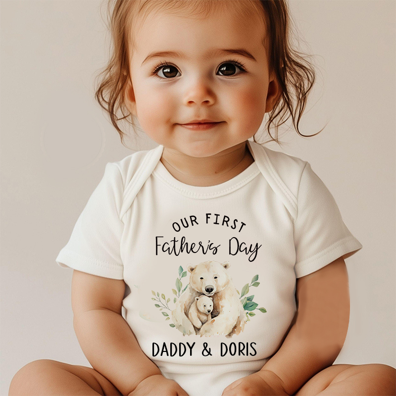 Personalized Happy First Father's Day Baby Cozy Onesie| BBcloth2228