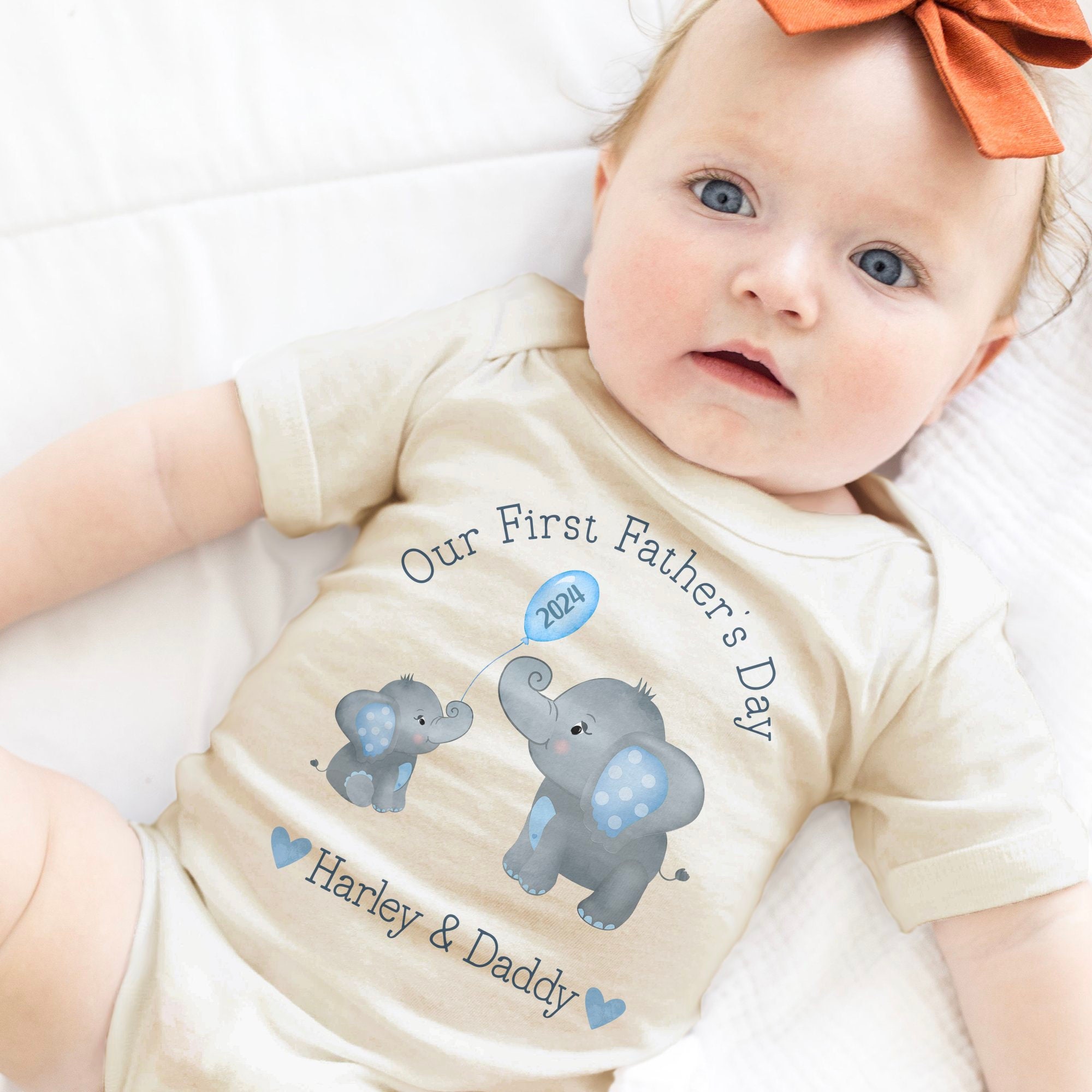 Personalized Our First Father's Day Elephant Cozy Onesie| BBcloth2218