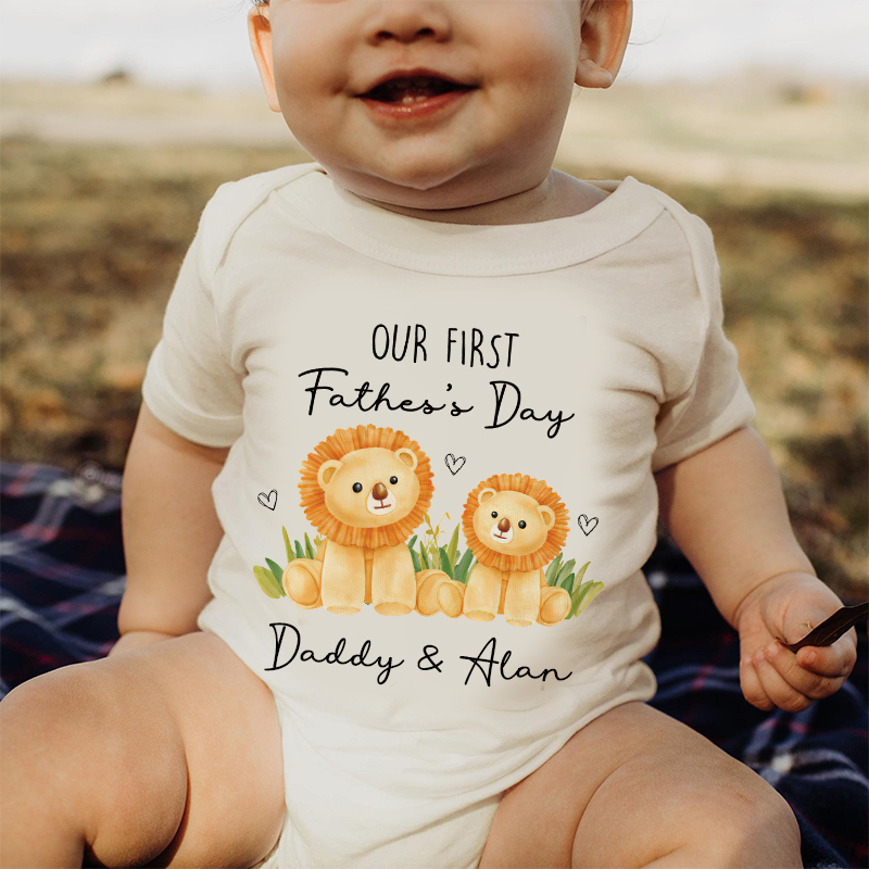 Personalized Our First Father's Day Baby Cozy Onesie| BBcloth2230