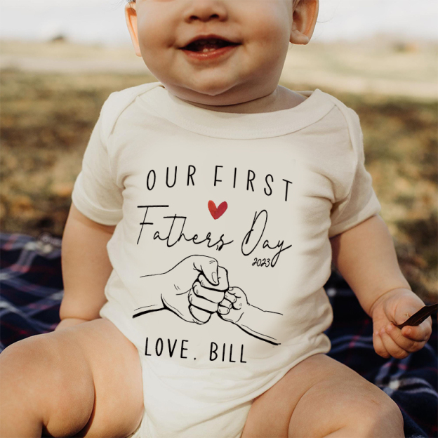 Personalized Our First Father's Day Baby Cozy Onesie| BBcloth2232
