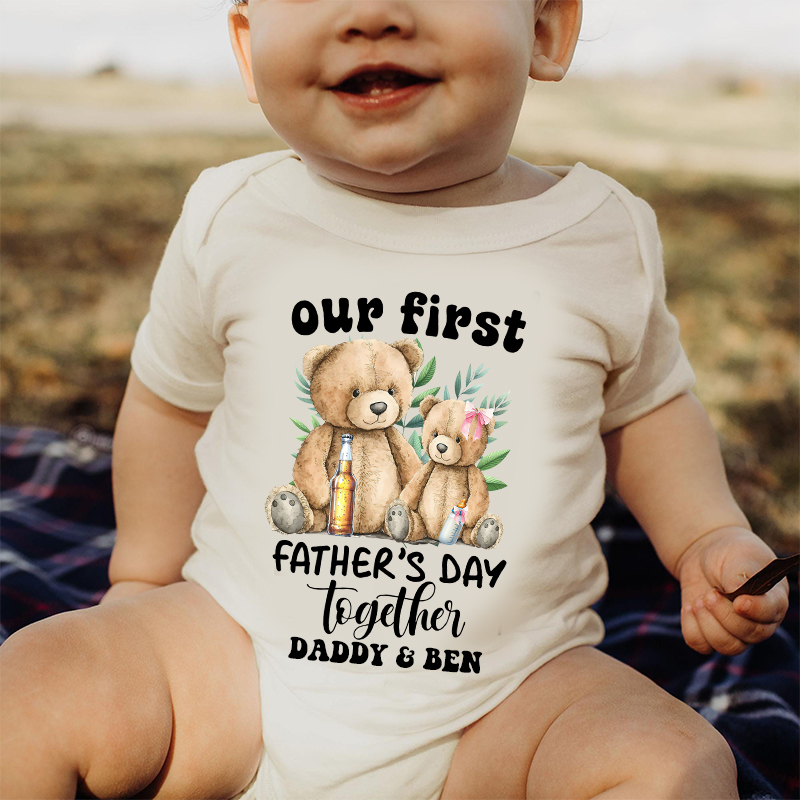 Personalized Happy First Father's Day Cozy Onesie| BBcloth2223