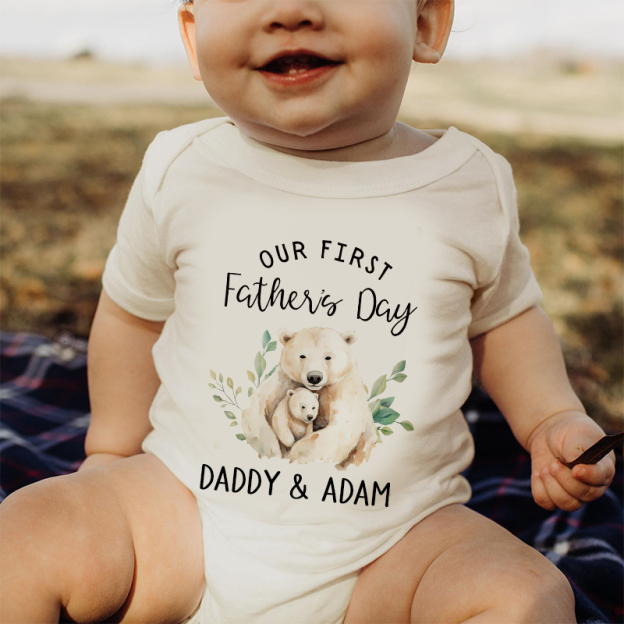 Personalized Happy First Father's Day Baby Cozy Onesie| BBcloth2228
