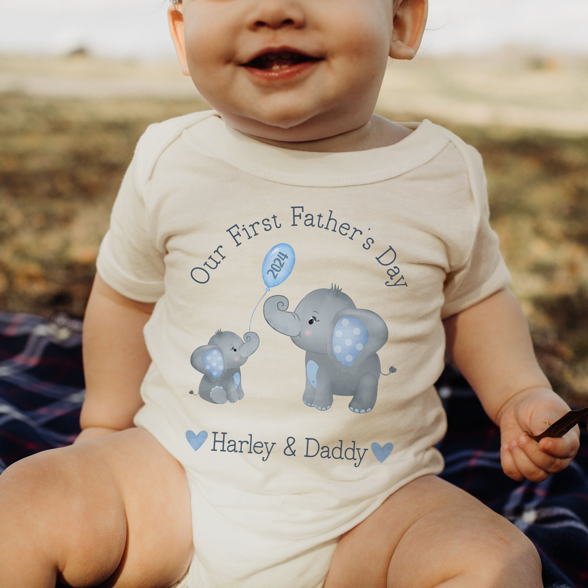 Personalized Our First Father's Day Elephant Cozy Onesie| BBcloth2218