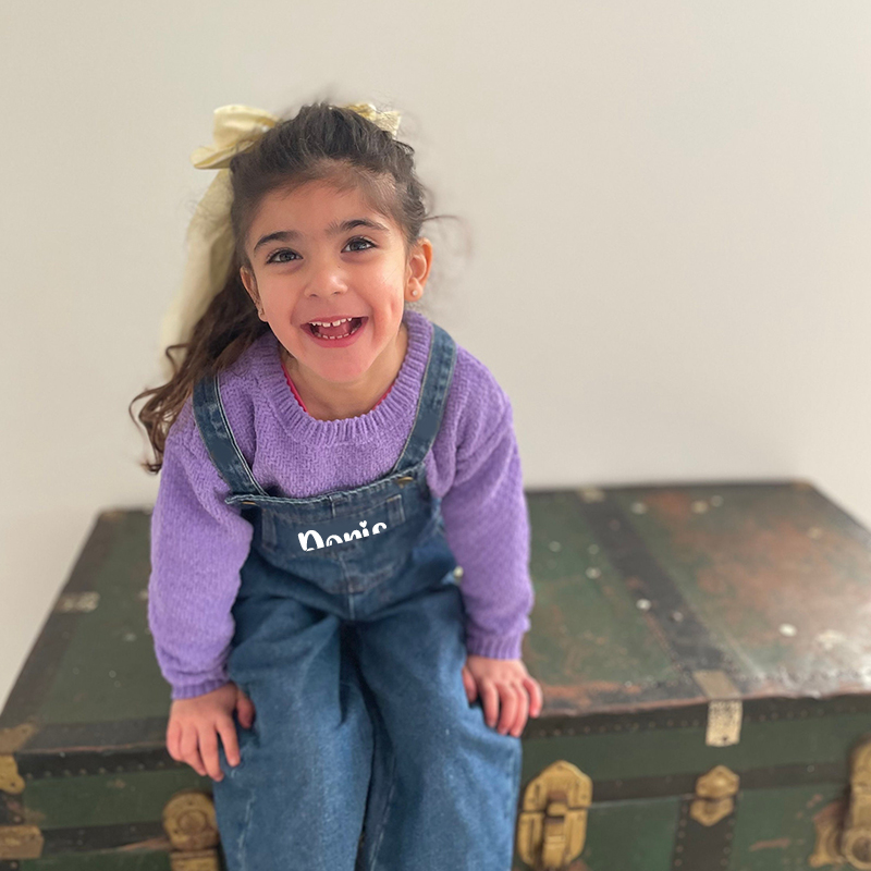 Personalized Kids Oversized Denim Overalls| Pants06