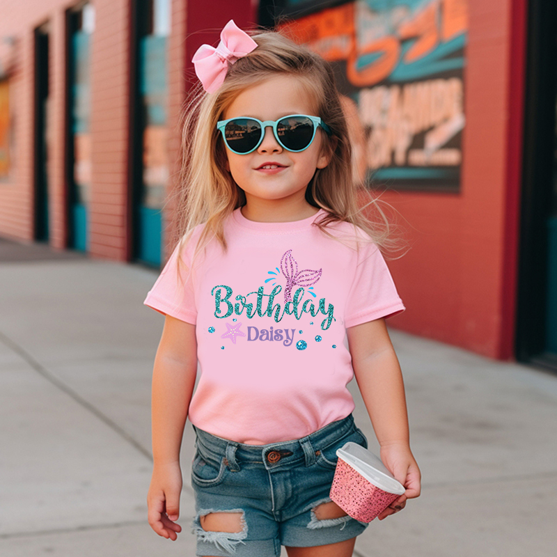 Personalized Girl Mermaid Birthday T-Shirt| Cloth1470