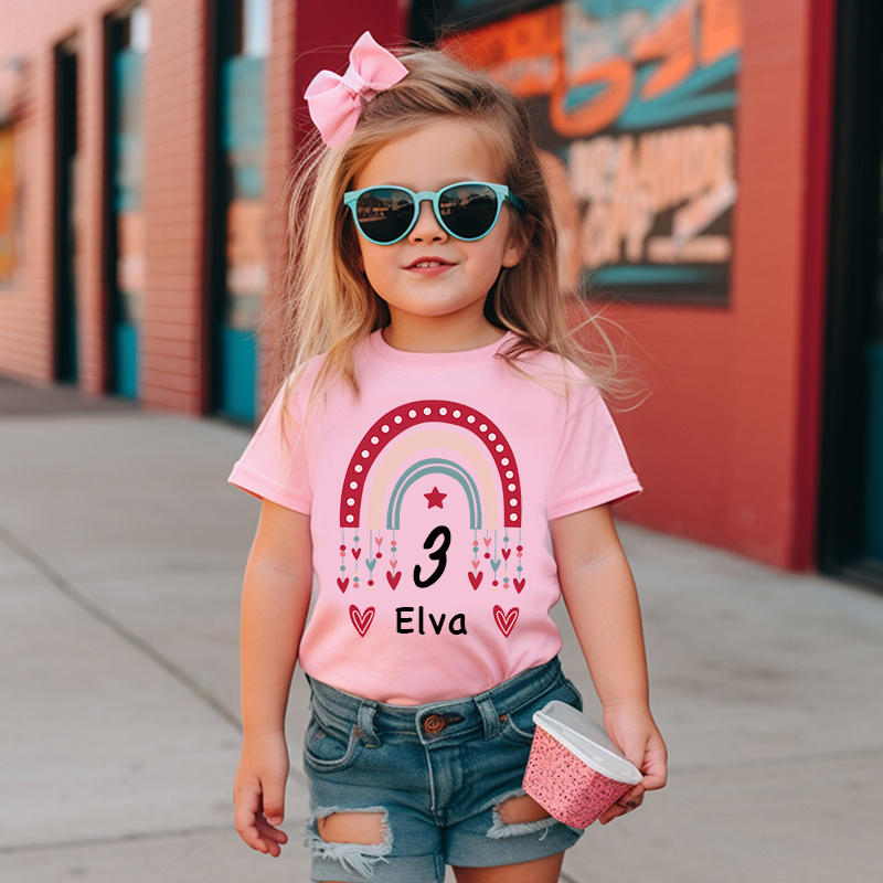 Personalized Girl Rainbow Birthday T-Shirt| Cloth1471