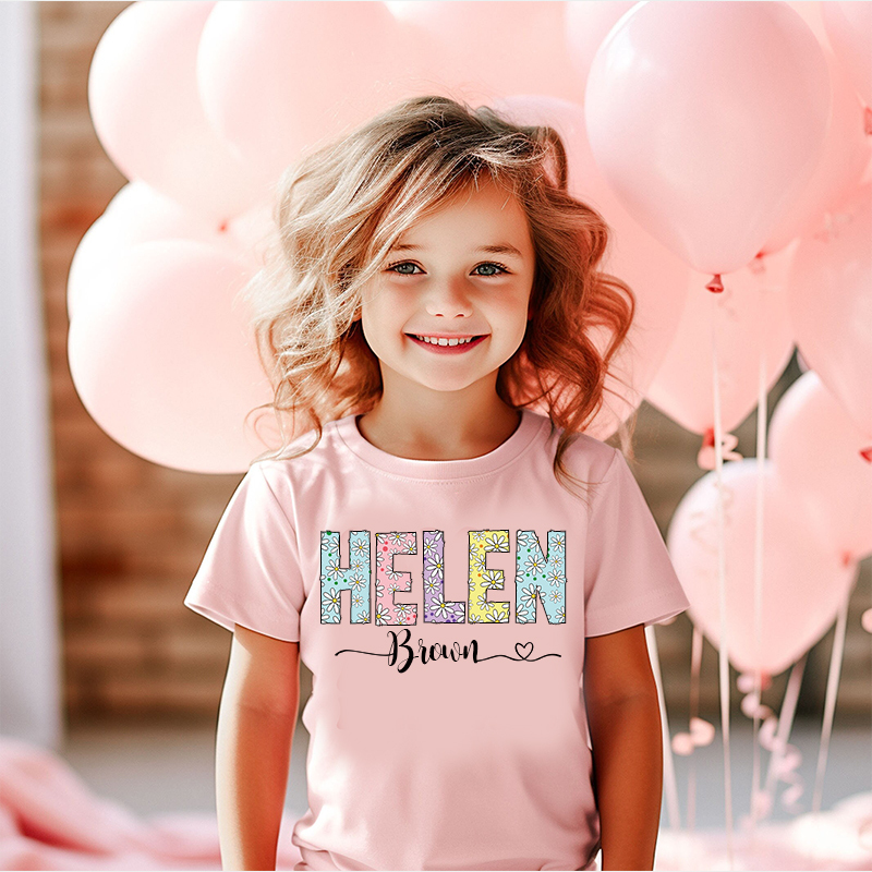 Personalized Girl Colorful Daisy Birthday T-Shirt| Cloth1474